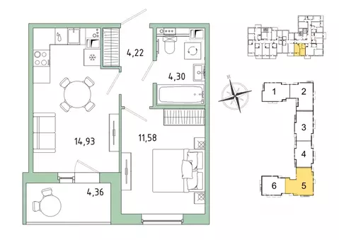 1-к кв. Ленинградская область, Гатчина Въезд мкр,  (37.21 м)