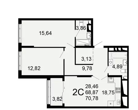 2-к кв. Рязанская область, Рязань Льговская ул., 8 (68.87 м)