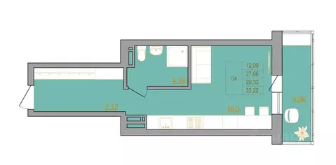 1-к кв. Ростовская область, Ростов-на-Дону Тибетская ул., 1Вс8 (33.5 ...