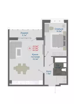 2-к кв. Воронежская область, Новоусманский район, пос. Отрадное ул. ...