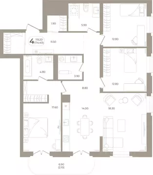 4-к кв. Башкортостан, Стерлитамак ул. Мира, 70 (114.4 м)