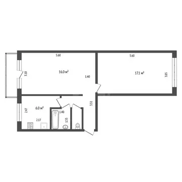2-комнатная квартира: Тюмень, улица Червишевский Тракт, 80 (43.1 м)