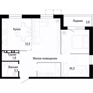 1-к кв. Приморский край, Владивосток ул. Бринера (61.7 м)
