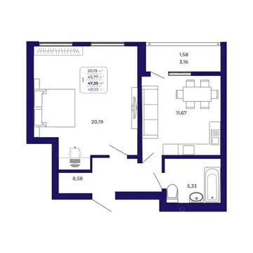 1-к кв. Башкортостан, Уфа Затон-Восточный жилрайон, Паруса жилой ...