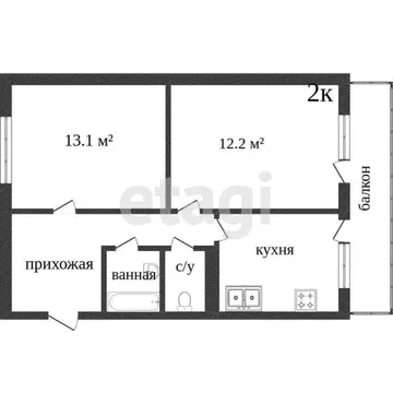 2-к кв. Ханты-Мансийский АО, Сургут ул. Островского, 8 (50.2 м)