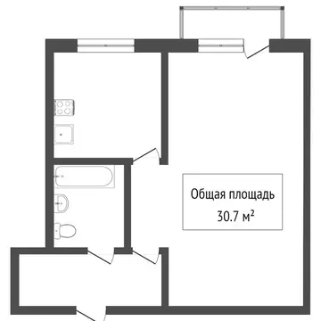 1-комнатная квартира: Новосибирск, улица Бориса Богаткова, 163/3 (30 ...