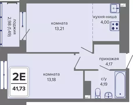 2-к кв. Пермский край, Пермь Гайва мкр,  (41.73 м)