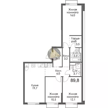 3-комнатная квартира: Санкт-Петербург, Лиговский проспект, 242 (89.8 ...