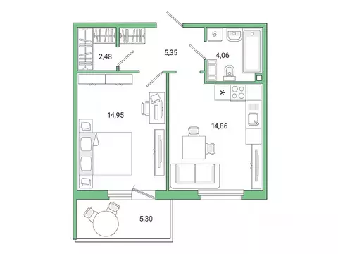1-к кв. Ленинградская область, Гатчина ул. Чехова, 39к1 (42.8 м)