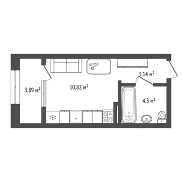 Квартира-студия: Тюмень, улица 9 Января, 160к1 (22.15 м)