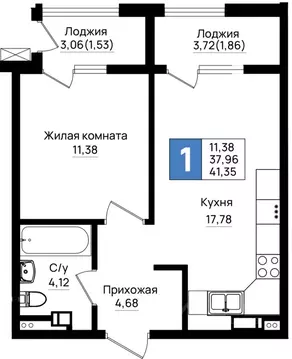 1-к кв. Краснодарский край, Новороссийск 5-я Бригада мкр,  (41.35 м)