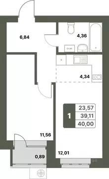 1-к кв. Башкортостан, Уфимский район, с. Миловка  (40.0 м)