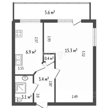 1-к кв. Санкт-Петербург ул. Шевченко, 17 (29.1 м)
