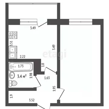 1-к кв. Мордовия, Саранск ул. Косарева, 81 (35.0 м)