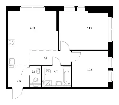 2-комнатная квартира: Москва, ЖК Кронштадтский 9, 11.3 (57.7 м)