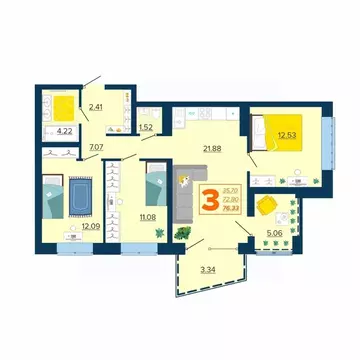 3-к кв. Брянская область, Брянск Московский мкр, Микрорайон Акватория ...