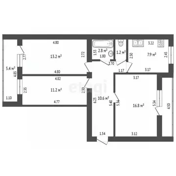 3-к кв. Башкортостан, Стерлитамак Коммунистическая ул., 90 (63.7 м)