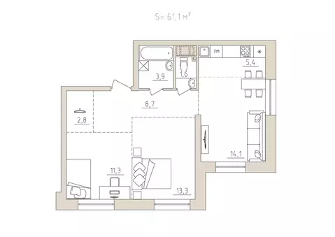 3-к кв. Карелия, Петрозаводск Закаменская наб., 3 (61.1 м)