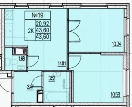 2-к кв. Ленинградская область, Мурино Всеволожский район, просп. ...