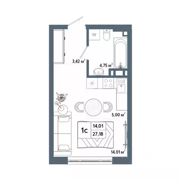 Студия Башкортостан, Уфа 42-й кв-л,  (27.24 м)