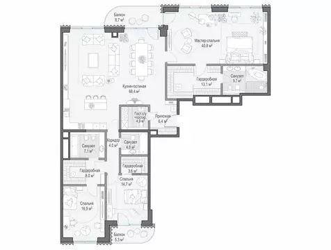 4-комнатная квартира: Москва, Большой Толмачёвский переулок, 5с1 ...