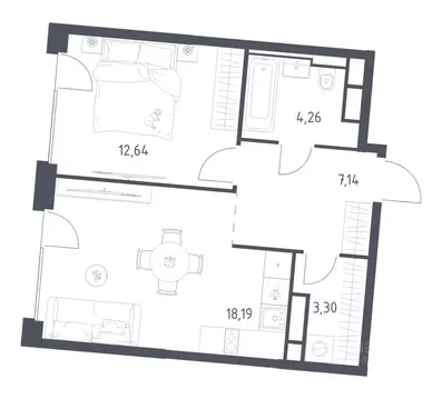 1-к кв. Москва Квартал на воде жилой комплекс, к5 (45.53 м)