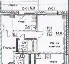 1-к кв. Саха (Якутия), Якутск ул. Короленко, 25 (33.0 м)