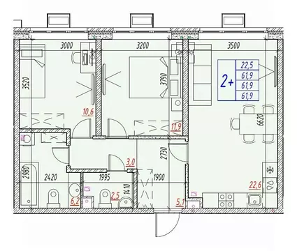 3-к кв. Астраханская область, Астрахань ул. Бэра, 29 (61.9 м)