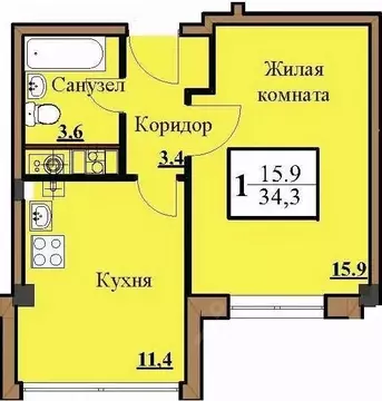 1-к кв. Ставропольский край, Ессентуки Северный мкр,  (34.3 м)
