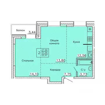 2-к кв. Бурятия, Улан-Удэ Энергетик мкр,  (52.97 м)