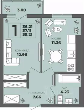 1-к кв. Калининградская область, Калининград ул. Генерала Толстикова, ...
