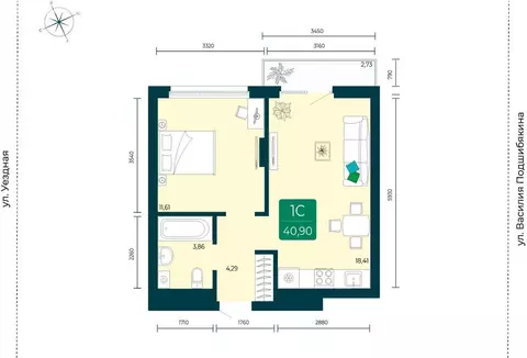 1-комнатная квартира: Тюмень, микрорайон Тюменская Слобода, жилой ...