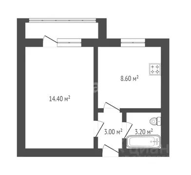 1-к кв. Воронежская область, Борисоглебск Гоголевская ул., 16Б (29.2 ...