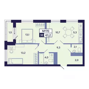 3-к кв. Саха (Якутия), Якутск ул. Новопортовская, 1А/1 (61.2 м)