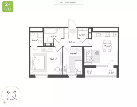2-к кв. Тверская область, Тверь Соминка мкр,  (65.8 м)