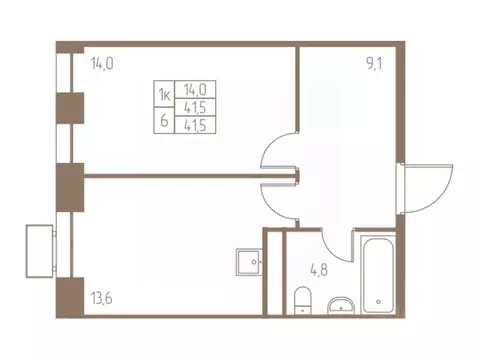 1-к кв. Московская область, Пушкино Фабрикант жилой комплекс, 1 (41.5 ...