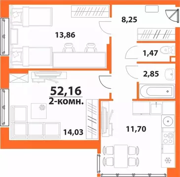 2-к кв. Ульяновская область, Ульяновск 19-й мкр, Аквамарин-2 жилой ...
