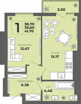 1-к кв. Калининградская область, Калининград ул. Генерала Толстикова, ...