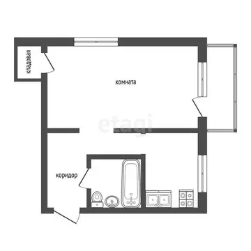 1-комнатная квартира: Серпухов, Российская улица, 28 (31.5 м)