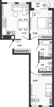 2-к кв. Калининградская область, Гурьевский муниципальный округ, пос. ...