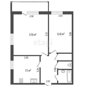 2-комнатная квартира: Белгород, улица Шаландина, 9 (48 м)
