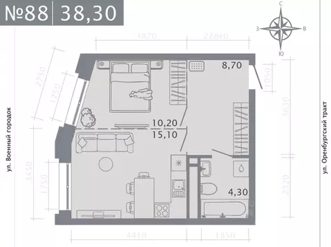1-к кв. Татарстан, Казань ул. Шишкина (38.3 м)