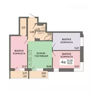 3-комнатная квартира: Воронеж, улица Ворошилова, 63/2 (79.6 м)