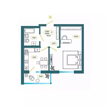 1-к кв. Ростовская область, Батайск ул. Родная, 3 (42.0 м)