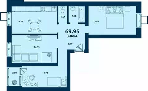 3-к кв. Башкортостан, Уфа городской округ, д. Ветошниково Город ...