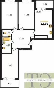 3-к кв. Калининградская область, Гурьевский муниципальный округ, пос. ...