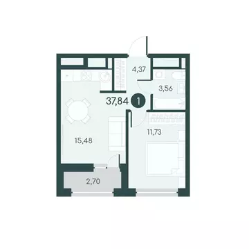 1-к кв. Курганская область, Курган 18-й мкр, 7 (37.84 м)