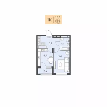 1-к кв. Пермский край, Пермь ул. Левченко, 8 (36.2 м)