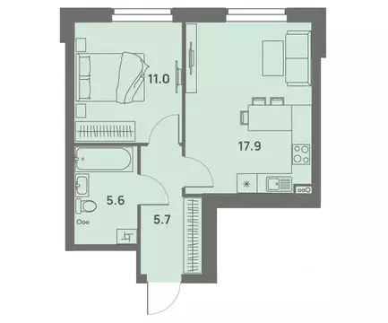 2-к кв. Пермский край, Пермь Трамвайная ул., 27 (39.0 м)