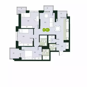 4-к кв. Забайкальский край, Чита Каштакский мкр,  (105.11 м)